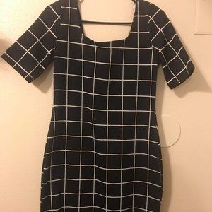 Black and white checkered form fitting dress NWT